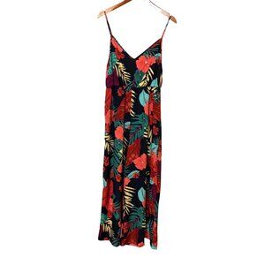 Shein Curve Floral Jumpsuit With Tropical Print & Adjustable Straps Wide Leg